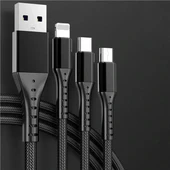 Powermaster Pm-26332 3 In 1 Siyah 1.2 Metre Şarj Kablosu - 3