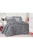 Çift Kişilik Ranforce (kumaş) Nevresim Çarşaf Takımı Gri Kar Desen thumbnail 1