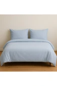 Çift Kişilik Düz Renk Mavi Nevresim + 2 Adet Yastık Kılıfı - 1