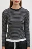 Bisiklet Yaka Çizgili Bluz Siyah thumbnail 5