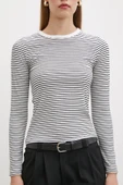 Bisiklet Yaka Çizgili Bluz Beyaz thumbnail 5
