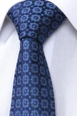 Esgue Hand Made 7.5 cm Saks Lacivert Motif Desen Mendilli Kravat thumbnail 4