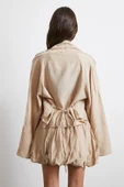 Geniş Kol Önden Bağlamalı Bluz Bej thumbnail 6