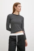 Bisiklet Yaka Çizgili Bluz Siyah thumbnail 3