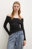 Kayık Yaka Bluz Siyah thumbnail 1