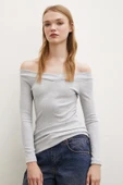 Kayık Yaka Bluz Gri thumbnail 1
