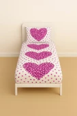 Desenli Tek Kişilik Pembe Kalp Lastikli Çarşaf ve Yastık Kılıfı thumbnail 1