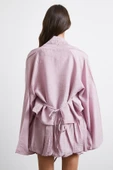 Geniş Kol Önden Bağlamalı Bluz Lila thumbnail 6