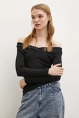 Kayık Yaka Bluz Siyah thumbnail 3