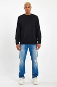 Süperlife Erkek Gri Bisiklet Yaka Ribanalı Regular Fit Sweatshirt spr26swk930 - 9