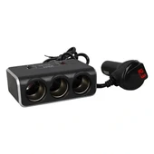 Olesson 1639 12-24v Çift Usb Girişli Hızlı Şarj Destekli 120w 80cm Kablolu Dijital Voltaj Ekranlı 3'lü Araç Çakmak Çokla thumbnail 2