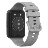 Huawei Watch Fit 2 Uyumlu PureLux Tam Uyumlu Silikon Kordon  Gri thumbnail 2