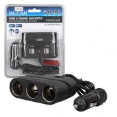 Olesson 1678 12-24v 4 Usb Girişli 120w 80cm Kablolu 3'lü Araç Çakmak Çoklayıcı - 1
