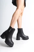 LISSE Fermuarlı Ortopedik Taban Kalın Topuklu Kadın Bot CST - Siyah thumbnail 2