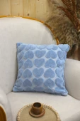 Love | Welsoft Jakarlı Dekoratif Kırlent Kılıfı 43x43 cm - ZTLOVE  MAVİ - 1