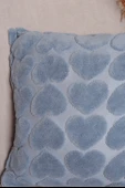 Love | Welsoft Jakarlı Dekoratif Kırlent Kılıfı 43x43 cm - ZTLOVE MAVİ - 2