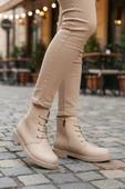 Aspor Bej Bağcıklı Fermuarlı Kadın Topuklu Bot thumbnail 3