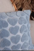 Love | Welsoft Jakarlı Dekoratif Kırlent Kılıfı 43x43 cm - ZTLOVE  MAVİ - 3