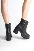 LISSE Fermuarlı Ortopedik Taban Kalın Topuklu Kadın Bot CST - Siyah thumbnail 4