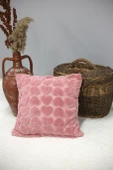 Love | Welsoft Jakarlı Dekoratif Kırlent Kılıfı 43x43 cm - ZTLOVE  pembe - 4