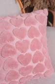 Love | Welsoft Jakarlı Dekoratif Kırlent Kılıfı 43x43 cm - ZTLOVE  pembe - 3