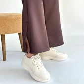 Pabucmarketi Bej Bağcıklı Kadın Spor Ayakkabı thumbnail 4