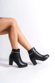 ARIA Fermuarlı Ortopedik Taban Taşlı Topuklu Kadın Bot CST - Siyah thumbnail 3
