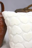 Love | Welsoft Jakarlı Dekoratif Kırlent Kılıfı 43x43 cm - ZTLOVE  EKRU - 5