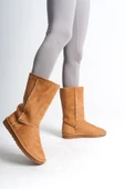 FREYA Bağcıksız Düz Taban İçi Kürklü Süet Kadın Bot  STT - Taba thumbnail 3