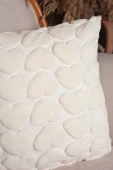 Love | Welsoft Jakarlı Dekoratif Kırlent Kılıfı 43x43 cm - ZTLOVE  EKRU - 3