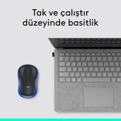 Logitech M185 USB Alıcılı Kompakt Kablosuz Mouse - Mavi thumbnail 6