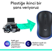 Logitech M185 USB Alıcılı Kompakt Kablosuz Mouse - Mavi thumbnail 4