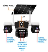O-Kam 9095 12MP 10X Zoom 4 Lens 3 Ekran UltraHD 4G Solar Akıllı Güvenlik Kamerası thumbnail 2
