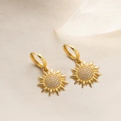 925 Ayar Gümüş Taşlı Ay Çiçeği Küpe thumbnail 4