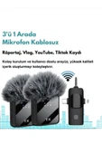 Yüksek Kalite Profesyonel 3 In 1 Kablosuz Taşınabilir Yaka Mikrofonu Tüylü thumbnail 4