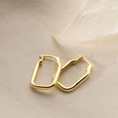 925 Ayar Gümüş Bombeli Dikdörtgen Küpe thumbnail 6