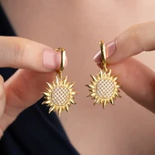 925 Ayar Gümüş Taşlı Ay Çiçeği Küpe thumbnail 1