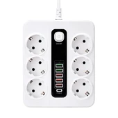 Hp-h04 3000w 10amper 6’lı 2metre Uzatma Kablolu Çoklu Termal Akım Priz thumbnail 3