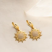 925 Ayar Gümüş Taşlı Ay Çiçeği Küpe thumbnail 2