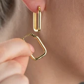 925 Ayar Gümüş Bombeli Dikdörtgen Küpe thumbnail 3