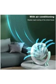 Masaüstü Vantilatör Usb Şarjlı Rgb Led Işıklı 3 Kademeli 180° Ayarlanabilir Soğutucu Fan Yeşil thumbnail 4