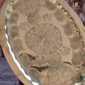DMT Gaziantep Bakır 34,5 cm Osmanlı El İşi Sunum tepsi Kına tepsisi 34.5cmx21.5cm thumbnail 3
