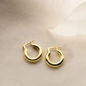 925 Ayar Gümüş Bombeli Halka Küpe thumbnail 2