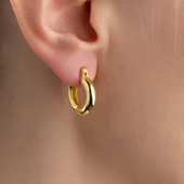 925 Ayar Gümüş Bombeli Halka Küpe thumbnail 3