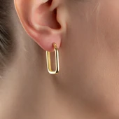 925 Ayar Gümüş Bombeli Dikdörtgen Küpe thumbnail 1