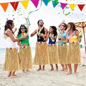 Hawaii Tarzı Hula Eteği - 60 cm Hasır Natural Etek thumbnail 4