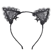 Siyah Kedi Dantel Taç + Eldiven Seti - Parti, Dans ve Kostüm Kombini thumbnail 2