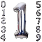 Gümüş Rengi Folyo Rakam Balon 1 Metre thumbnail 2