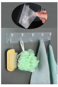 Litae Trend 2 Adet Kendinden Yapışkanlı Güçlü Şeffaf 5li Askılık - Kapı Arkası Mutfak Duvar Banyo thumbnail 2