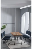 Elfin 70x110 Atlantik Yemek Masası, Yemek Masası Takımı, 2 Sandalye 1 Bench - Lacivert - 1